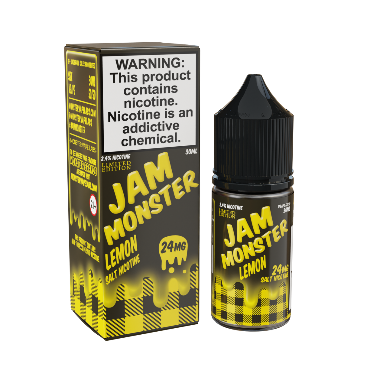 Jam Monster Salt – Lemon – 30mL nicotine salt e-liquid featuring zesty lemon jam, creamy butter, and a smooth, satisfying finish.