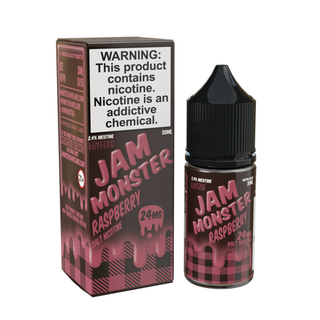 Jam Monster Salt – Raspberry – 30mL nicotine salt e-liquid featuring sweet and tart raspberry jam, buttery toast, and a smooth, rich finish.