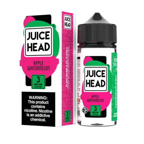 Juice Head Apple Watermelon 100mL e-liquid bottle featuring a refreshing apple and watermelon flavor profile.