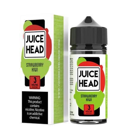 Juice Head Strawberry Kiwi 100mL e-liquid bottle featuring a fruity blend of strawberries and kiwi flavors.
