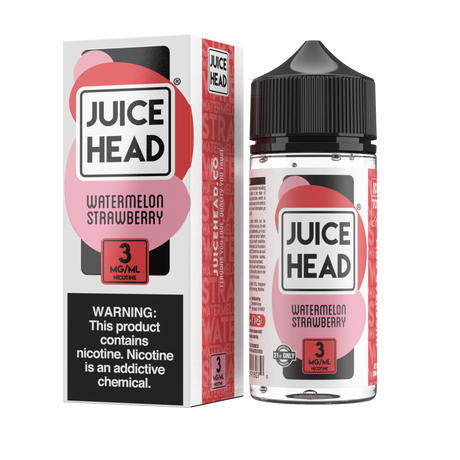 Juice Head Watermelon Strawberry 100mL e-liquid bottle showcasing a vibrant blend of watermelon and strawberry flavors.