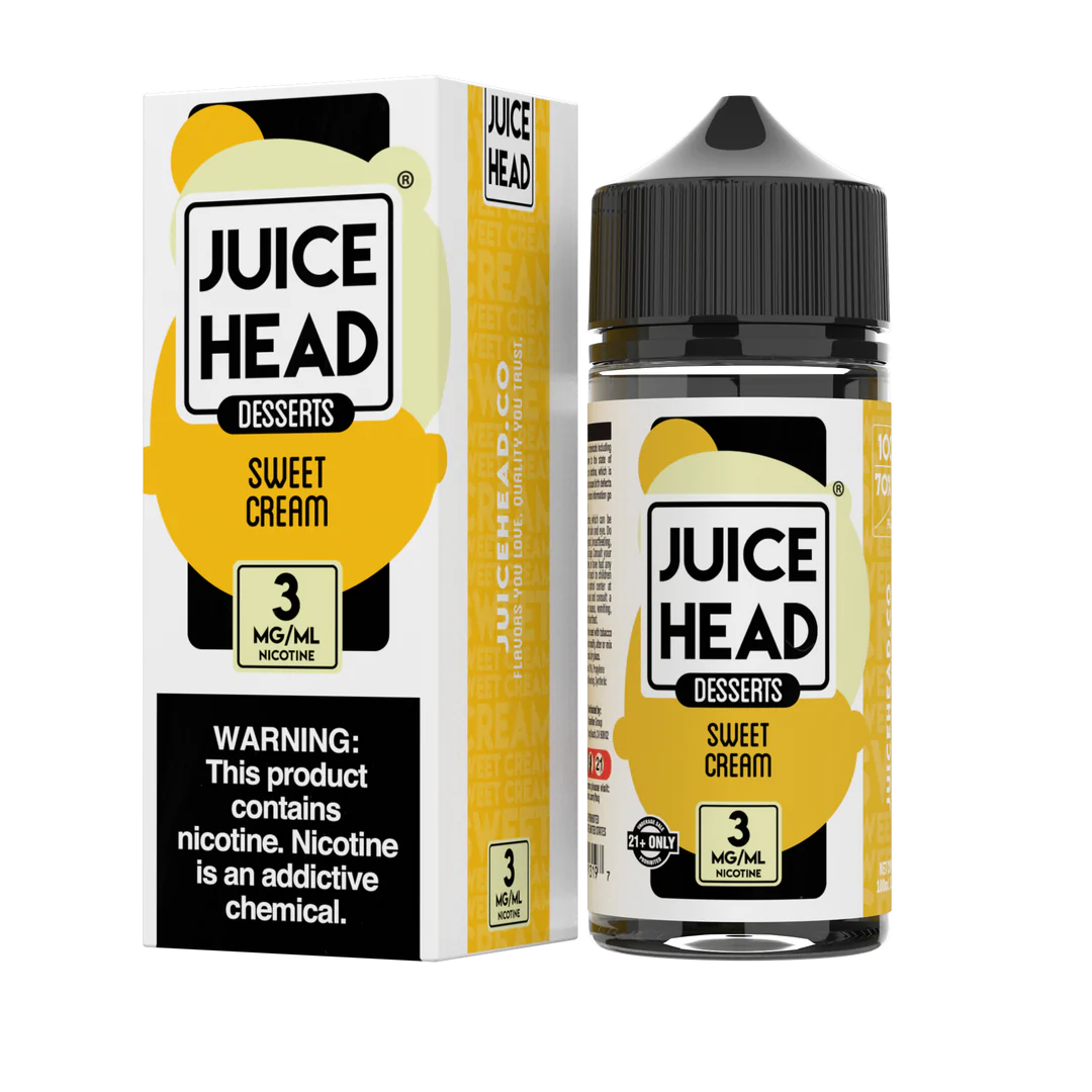 Juice Head Desserts Sweet Cream 100mL
E-Liquid - Velvety Vanilla and Creamy
Dessert Flavor