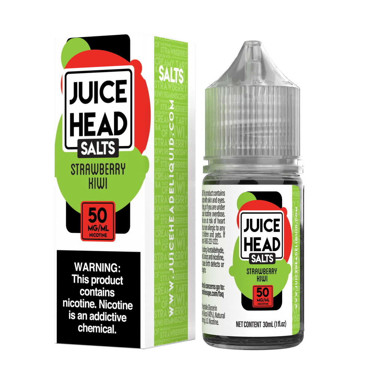 Juice Head Salts Strawberry Kiwi 30mL E-Liquid – Sweet Strawberry and Kiwi Blend