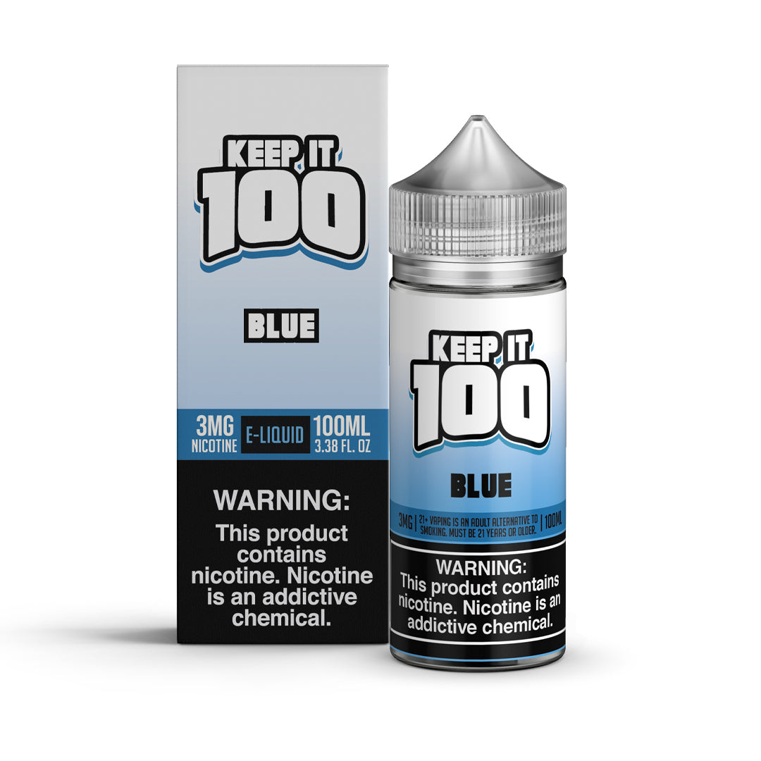 KEEP IT 100 Blue E-Liquid – 100ML Bottle with Sweet & Tart Blue Razz Slushie Flavor