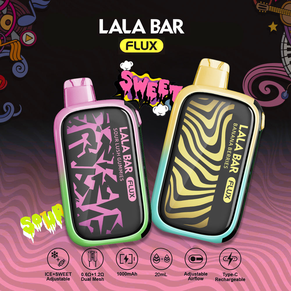 LALA BAR FLUX 40K Puff Disposable Device with RGB Screen, Adjustable Flavor Control, and Dual Coil System