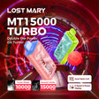 Lost Mary MT15K Turbo Disposable with 15,000 puff capacity, digital display, and dual mesh coils – Texas compliant portable nicotine device