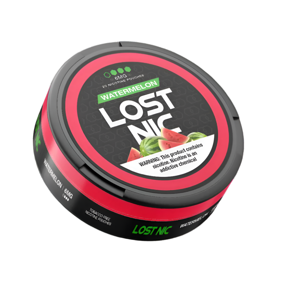 LOST NIC Nicotine Pouches - Watermelon flavor, 20-count pack for smoke-free satisfaction.