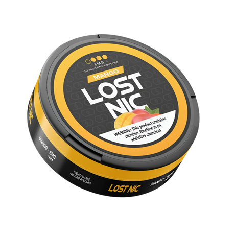 LOST NIC Mango Nicotine Pouches 20-count with bold tropical mango flavor for a clean, convenient nicotine experience.