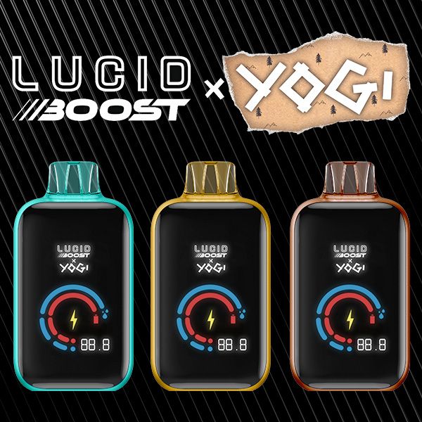 LUCID BOOST x YOGI 20,123 Puff Disposable Device with HD Display and Dual Mesh Coils