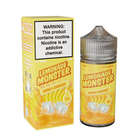 Lemonade Monster Mango Lemonade – 100mL e-liquid combining sweet mango and lemonade flavors in a 75/25 VG/PG blend.