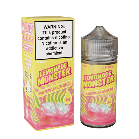 Lemonade Monster Watermelon Lemonade – 100mL e-liquid with sweet watermelon and zesty lemon in a 75/25 VG/PG blend.