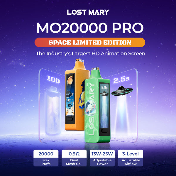 Lost Mary MO20000 PRO Space Limited Edition Disposable Vape with 20,000 puffs and advanced adjustable features.