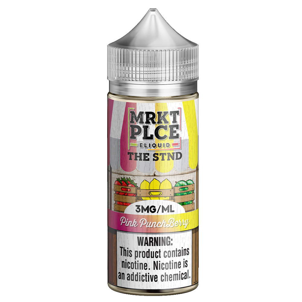 MRKTPLCE THE STND Pink Punch Berry 100mL bottle featuring strawberry, watermelon, lemonade, and lime flavor.