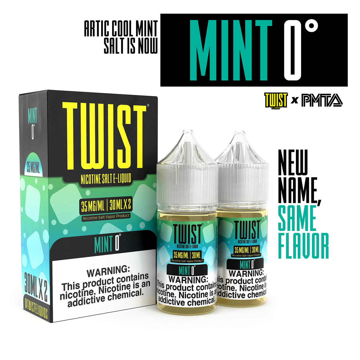 TWIST Nicotine Salt E-Liquid - Mint 0° - 60ML E-Liquid (Twin 30ML Pack)
