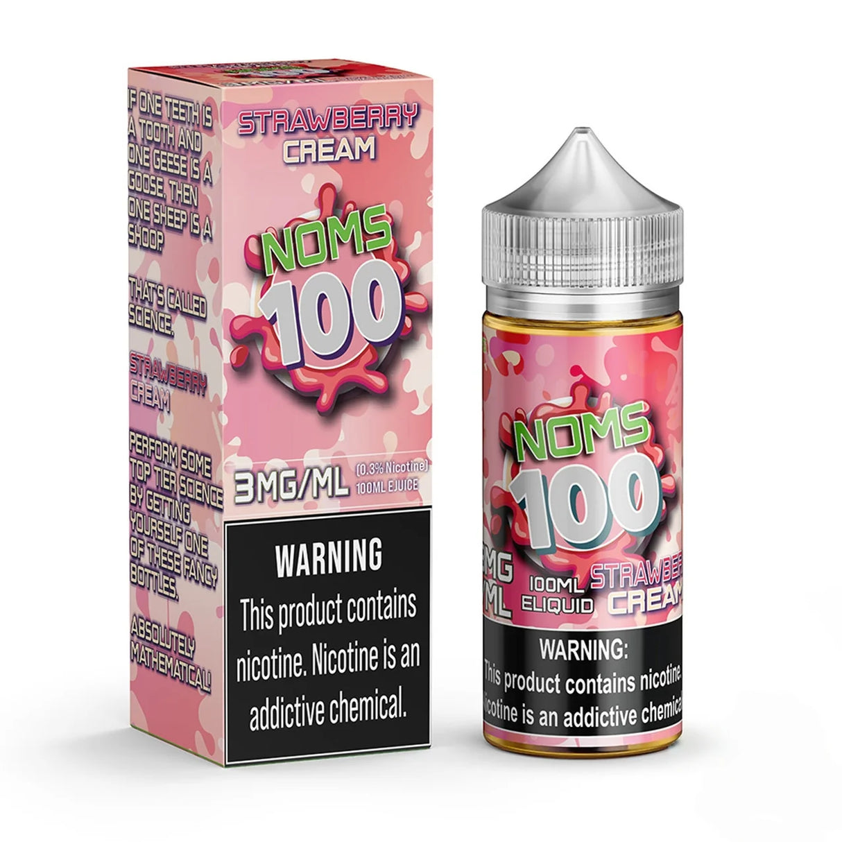 NOMS 100 Strawberry Cream 100ML Bottle – Ripe Strawberry and Smooth Cream Dessert E-Liquid