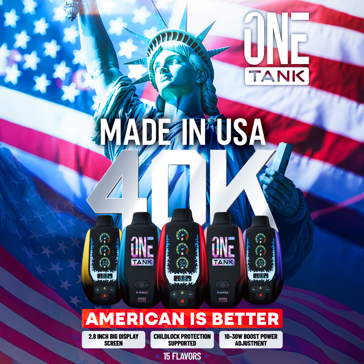 ONE TANK 40K Disposable, made in California and shipped to Texas