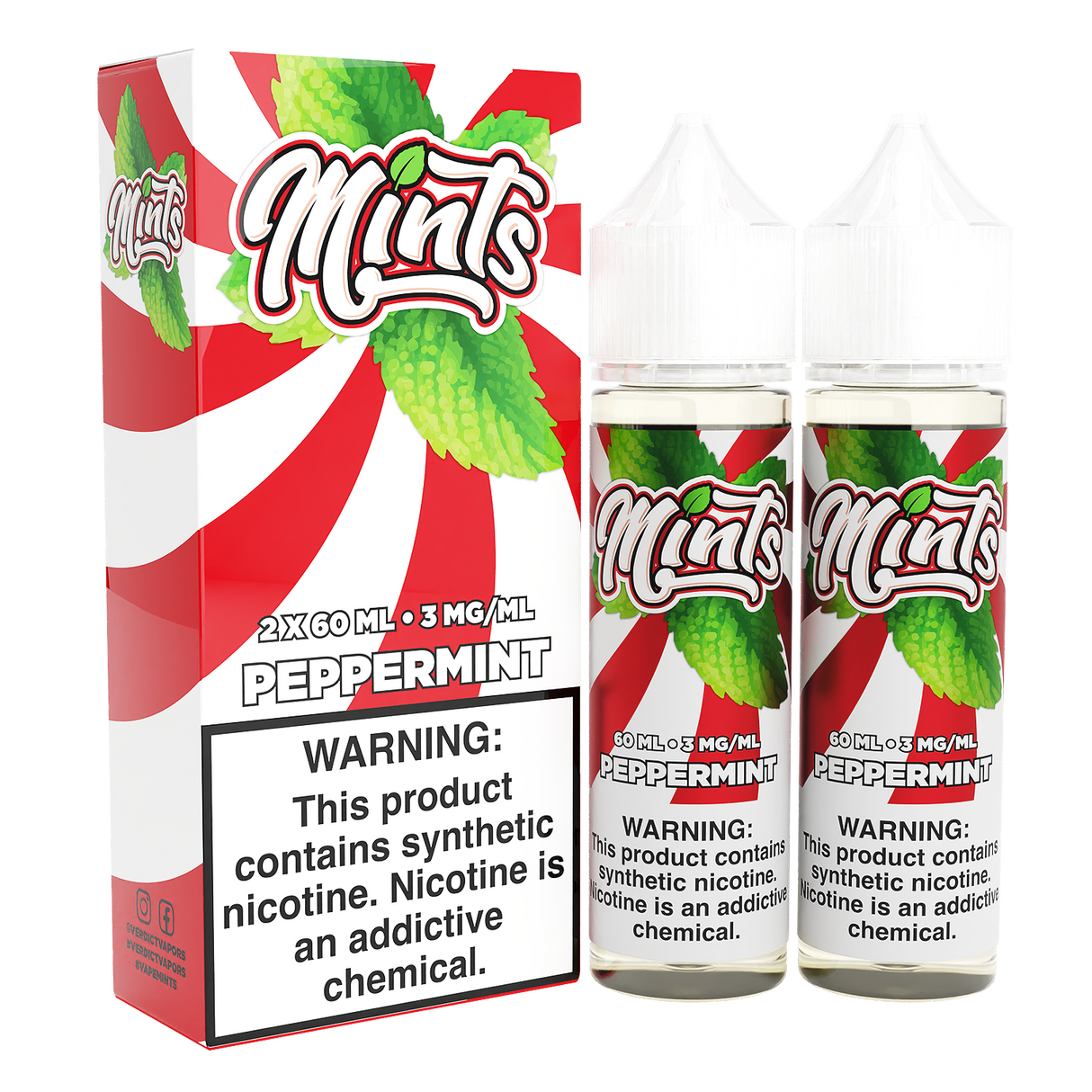 Peppermint by Mints Series 2x 60mL 3mg bottle with packaging