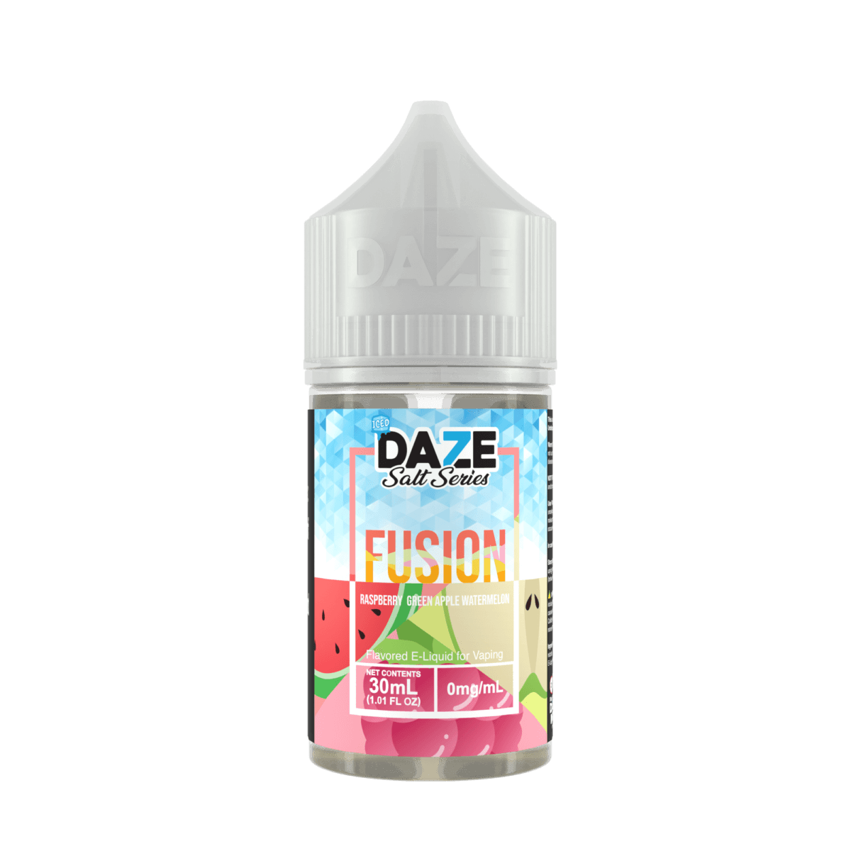 Raspberry Green Apple Watermelon Iced 7Daze Fusion Salts 30mL 30mg bottle