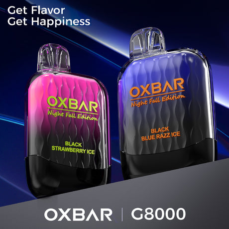 OXBAR G8000 Night Fall Edition Disposable Device with 8000 puffs and elegant nightfall-inspired design.