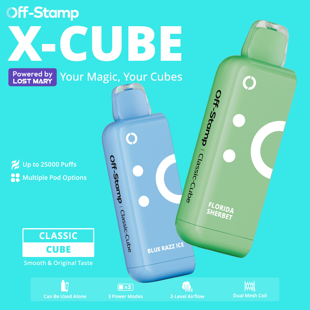 ⭐️TEXAS COMPLIANT ⭐️ | Off-Stamp X-CUBE Classic Cube 25K Disposable POD – 25000 Puffs