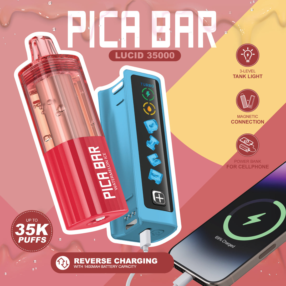 Assembled in USA | PICA BAR Lucid 35K Disposable KIT - 35,000 Puff