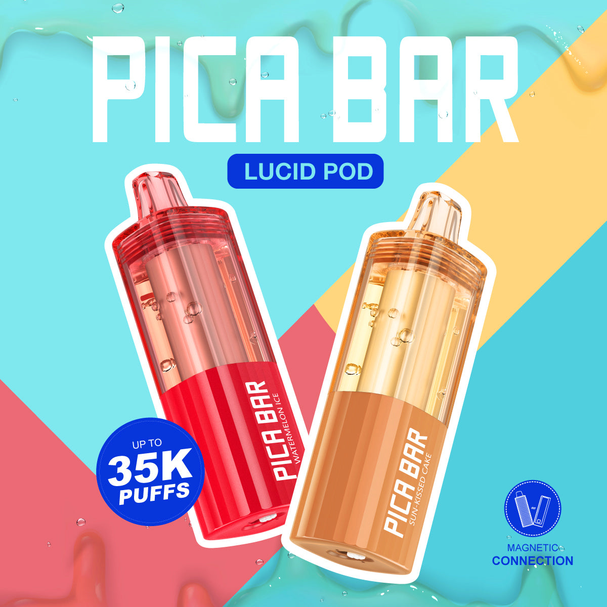 Pica Bar Lucid 35K Pod front view with clear 19ml e-liquid tank