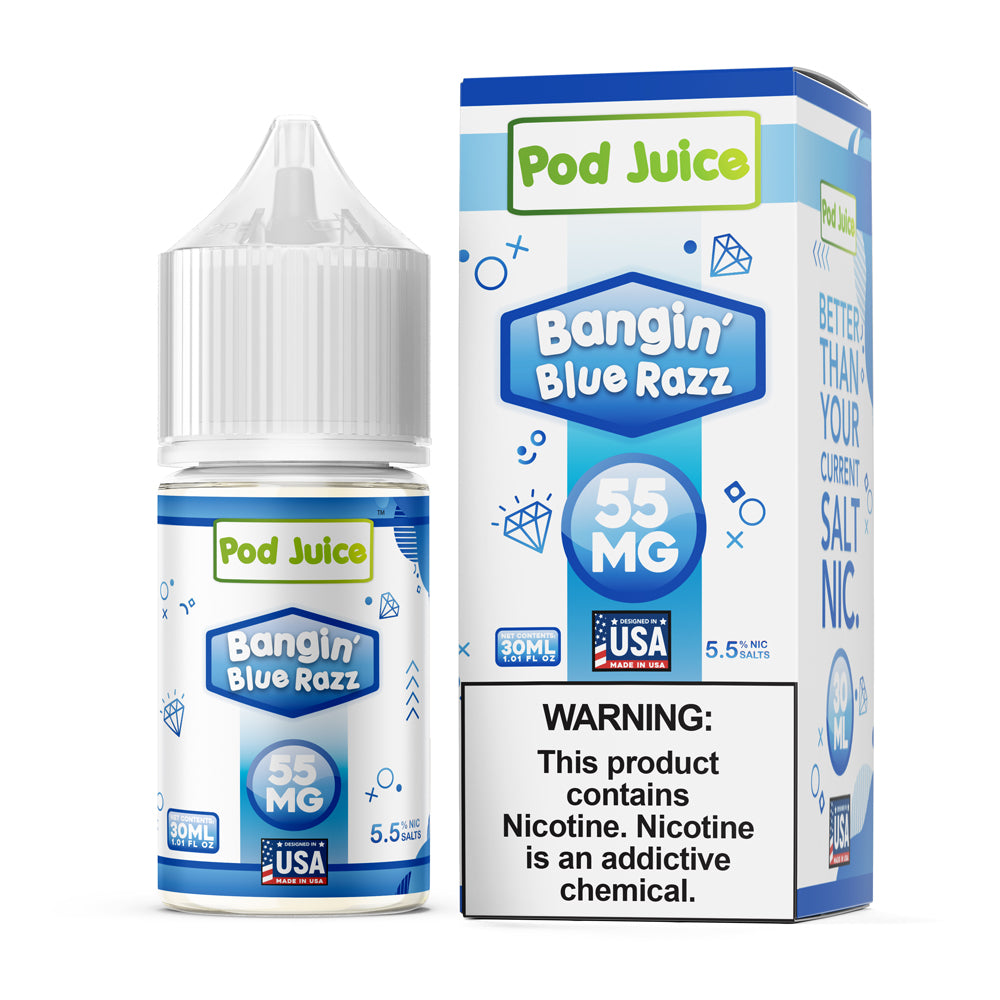 Pod Juice Bangin Blue Razz 30ML Nicotine Salt – Blue Raspberry Candy Vape Juice