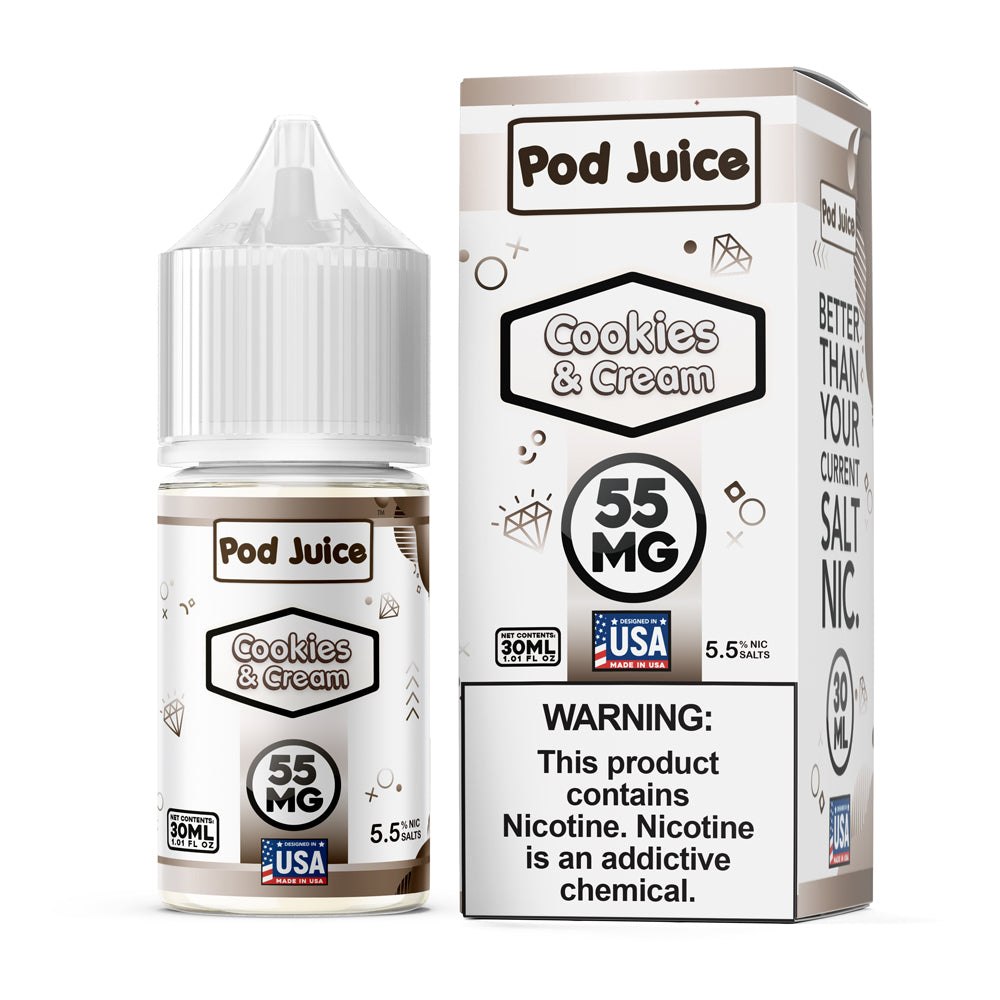 Pod Juice Cookies & Cream 30ML Nicotine Salt – Cookies and Cream Vape Juice