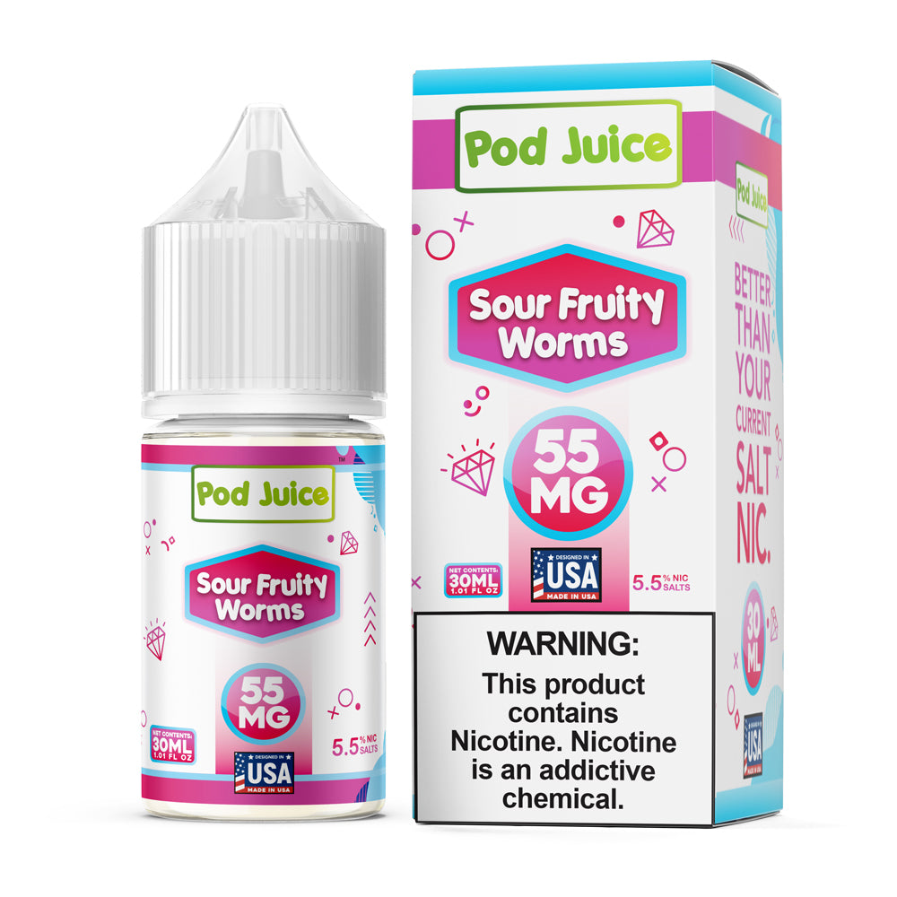 Pod Juice Sour Fruity Worms 30ML Nicotine Salt – Sour Gummy Worms Vape Juice