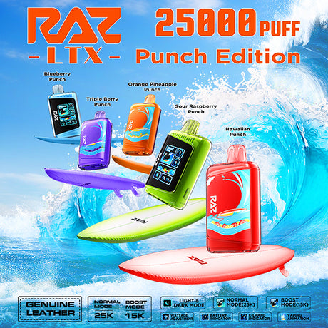 RAZ LTX Punch Edition – 25,000 puff disposable with updated LED screen and punch flavors