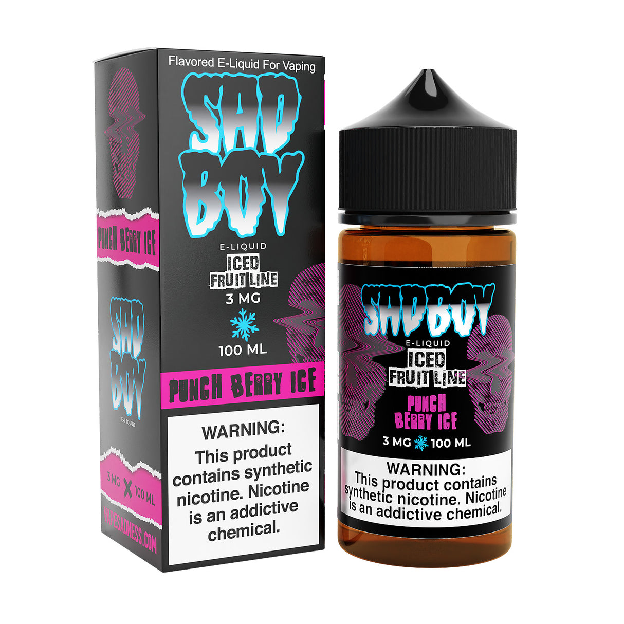 SADBOY E-Liquid Punch Berry ICE 100ML bottle, Iced Fruit Line Series.