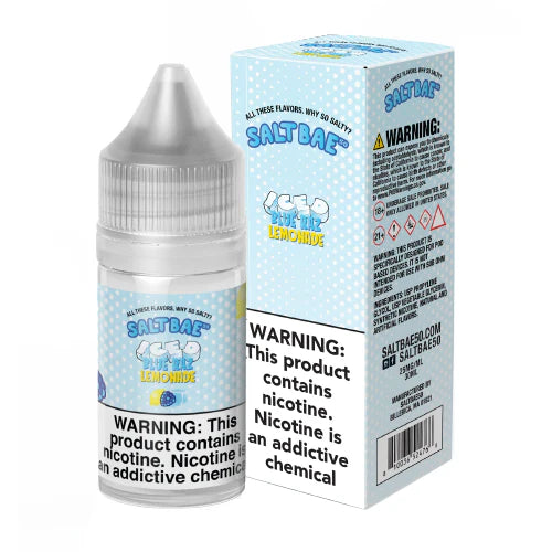SaltBae50 Iced Blue Raz Lemonade E-Liquid - Blue raspberry and lemonade blend in 30ML bottle.