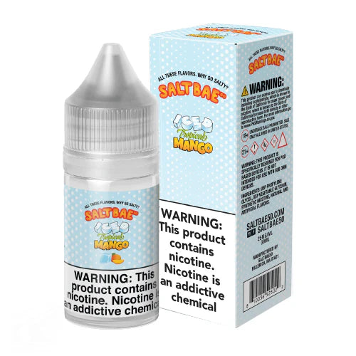 SaltBae50 Iced Tropical Mango E-Liquid - Sweet red mango with cool menthol in 30ML bottle.
