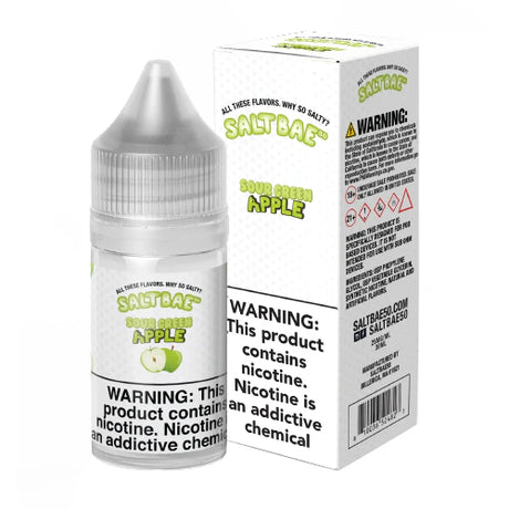 SaltBae50 Sour Green Apple E-Liquid - Fresh green apple flavor in a 30ML bottle.