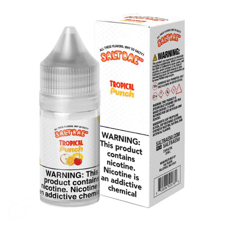 SaltBae50 Tropical Punch Nicotine Salt E-Liquid featuring classic fruit punch flavor in a 30mL unicorn bottle.
