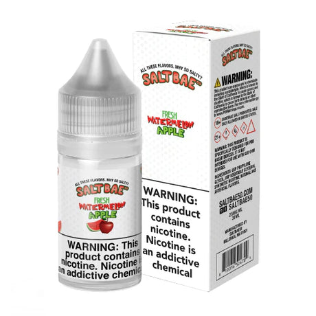SaltBae50 Fresh Watermelon Apple E-Liquid - Watermelon and apple flavor in 30ML bottle.