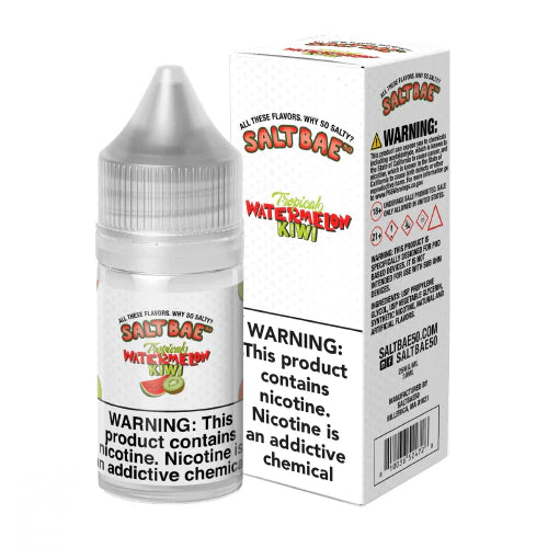 SaltBae50 Tropical Watermelon Kiwi E-Liquid - Kiwi and watermelon blend in a 30ML bottle.