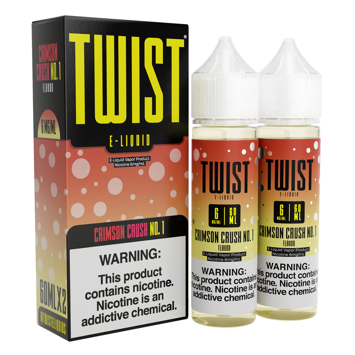 TWIST E-Liquid Crimson Crush No. 1 – 120mL e-liquid with a blend of juicy strawberries and fresh lemon flavor.