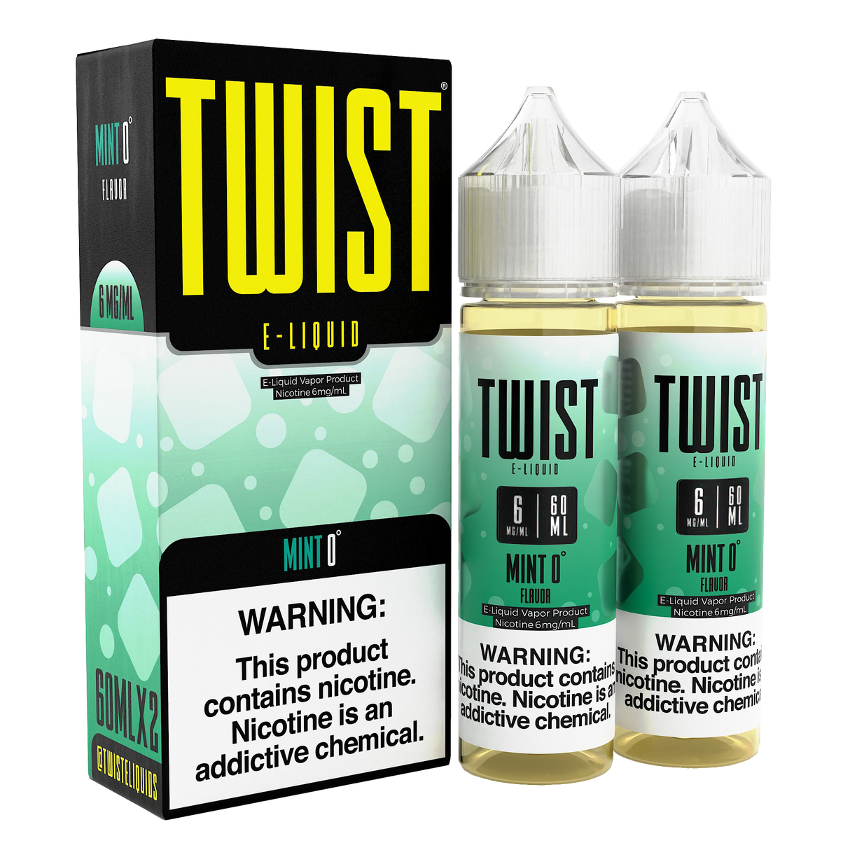 TWIST E-Liquid Mint 0° – 120mL e-liquid featuring an intense menthol and crisp sweet mint flavor.