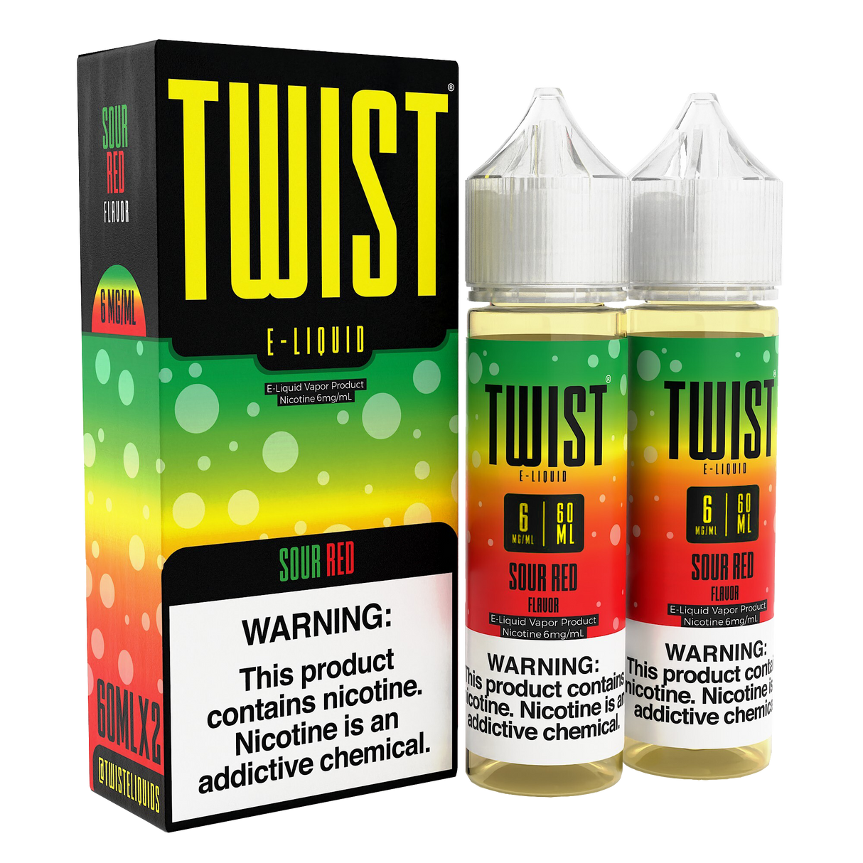 TWIST E-Liquid Sour Red – 120mL e-liquid with a juicy watermelon and sour candy blend.