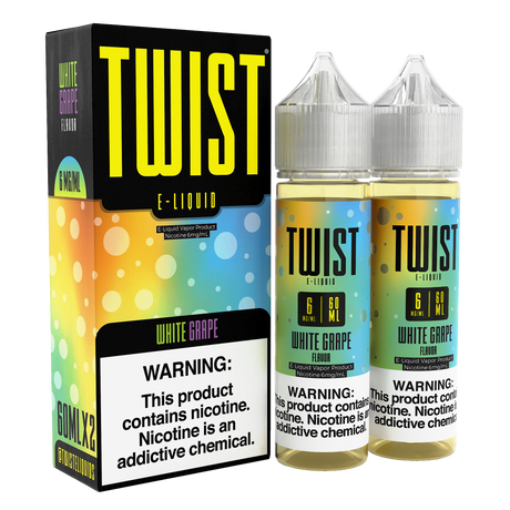 TWIST E-Liquid White Grape – 120mL e-liquid featuring a vibrant mix of white grape, citrus, and candied apple flavors.