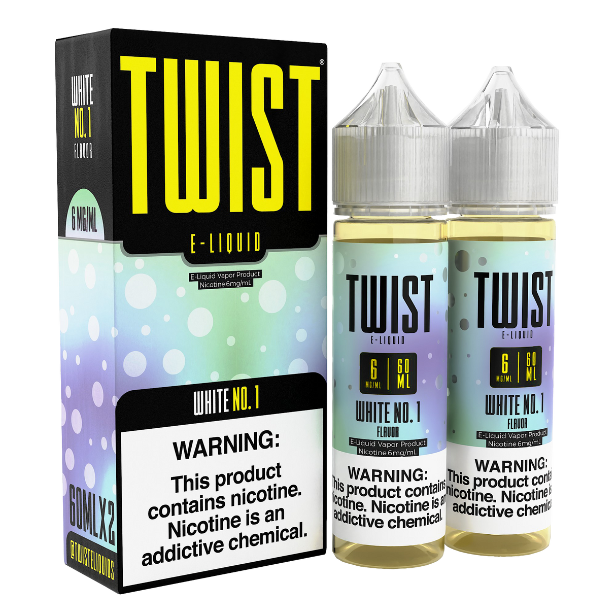 TWIST E-Liquid White No. 1 – 120mL e-liquid featuring a tropical blend of white pineapple, gummy candy, and a tangy twist.