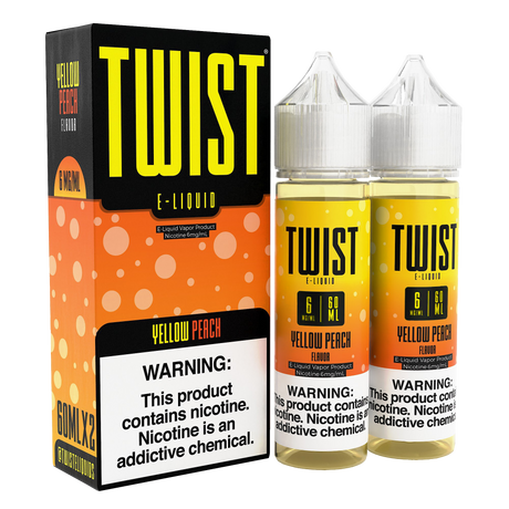 TWIST E-Liquid Yellow Peach – 120mL e-liquid featuring sweet peaches and lemonade flavor.