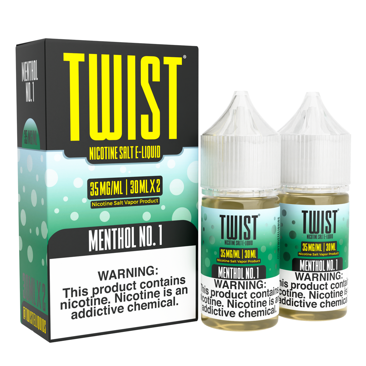 TWIST Menthol No. 1 Nicotine Salt E-Liquid – 60ML Twin Pack with Crisp Menthol Flavor