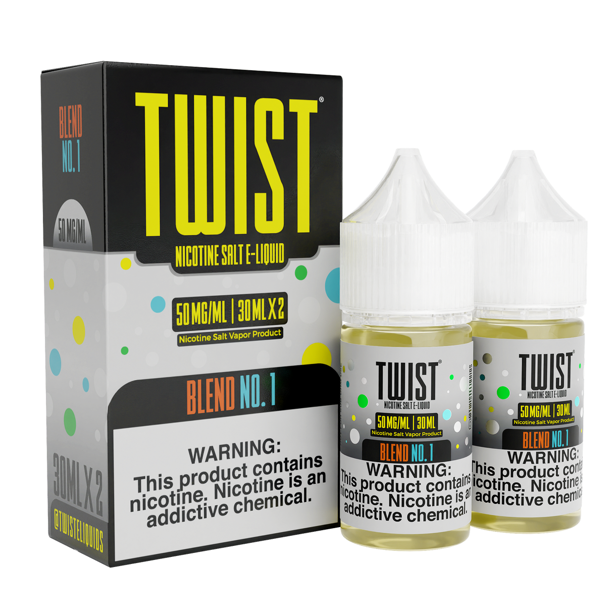 TWIST Nicotine Salt Blend No. 1 – 60mL e-liquid with a tropical fruit punch flavor and smooth nicotine salts.