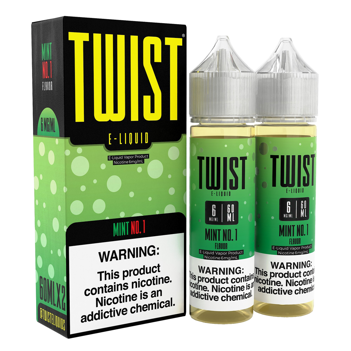Twist E-Liquid Mint No.1 – 120mL twin pack of smooth, refreshing menthol vape juice for a cool and crisp experience.