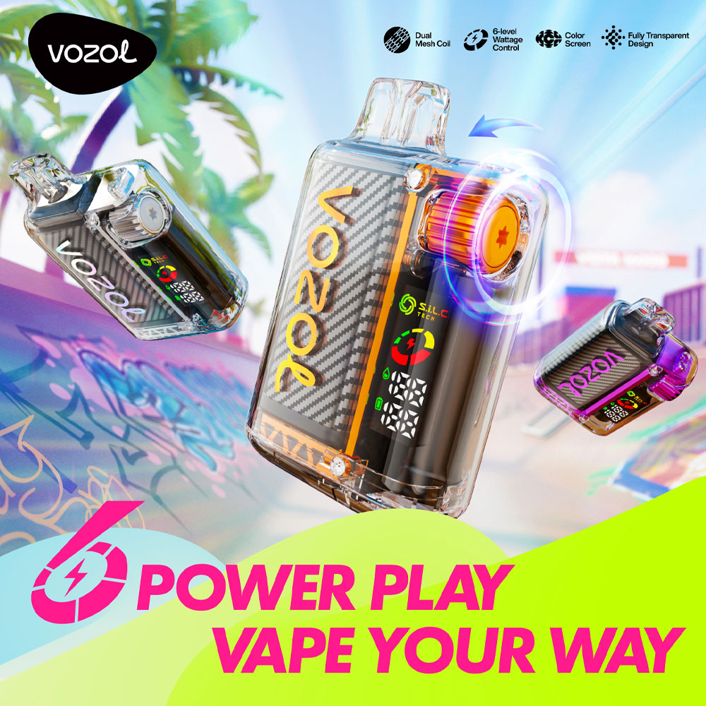 VOZOL Vista 16K Disposable – 16,000 puffs, rechargeable battery, adjustable power levels, and dual mesh coils for bold flavor.