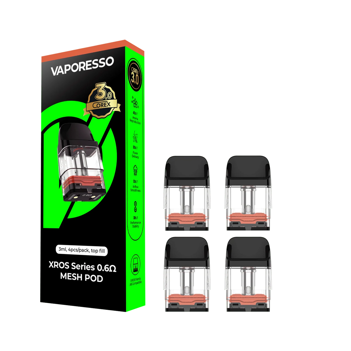 Vaporesso COREX 3.0 XROS Replacement Pods – 3ml Pod 4-Pack for XROS Series
