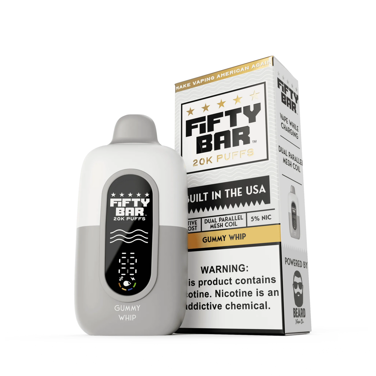 FIFTY BAR "White Series" 20K Puff  Powered By BEARD Vape Co. Disposable Device - 20000 Puffs