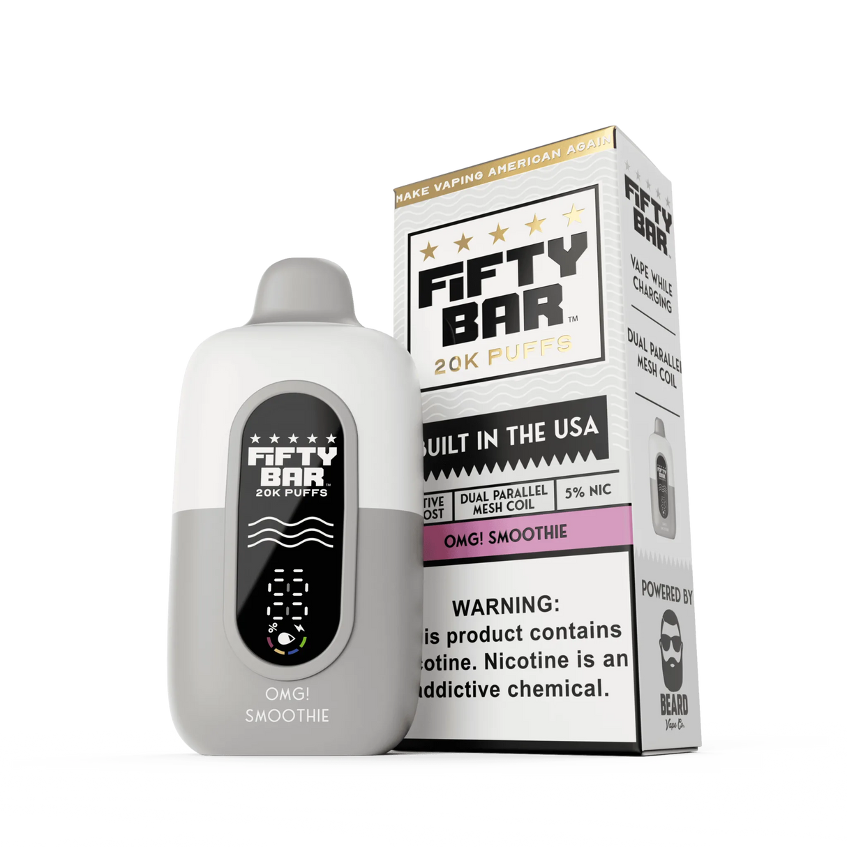 FIFTY BAR "White Series" 20K Puff  Powered By BEARD Vape Co. Disposable Device - 20000 Puffs